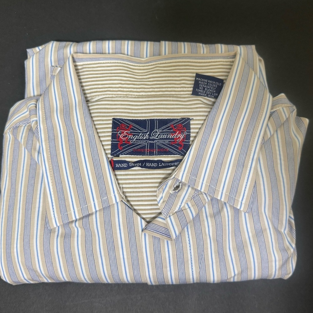 English Laundry Blue and White Casual Button Down Shirt